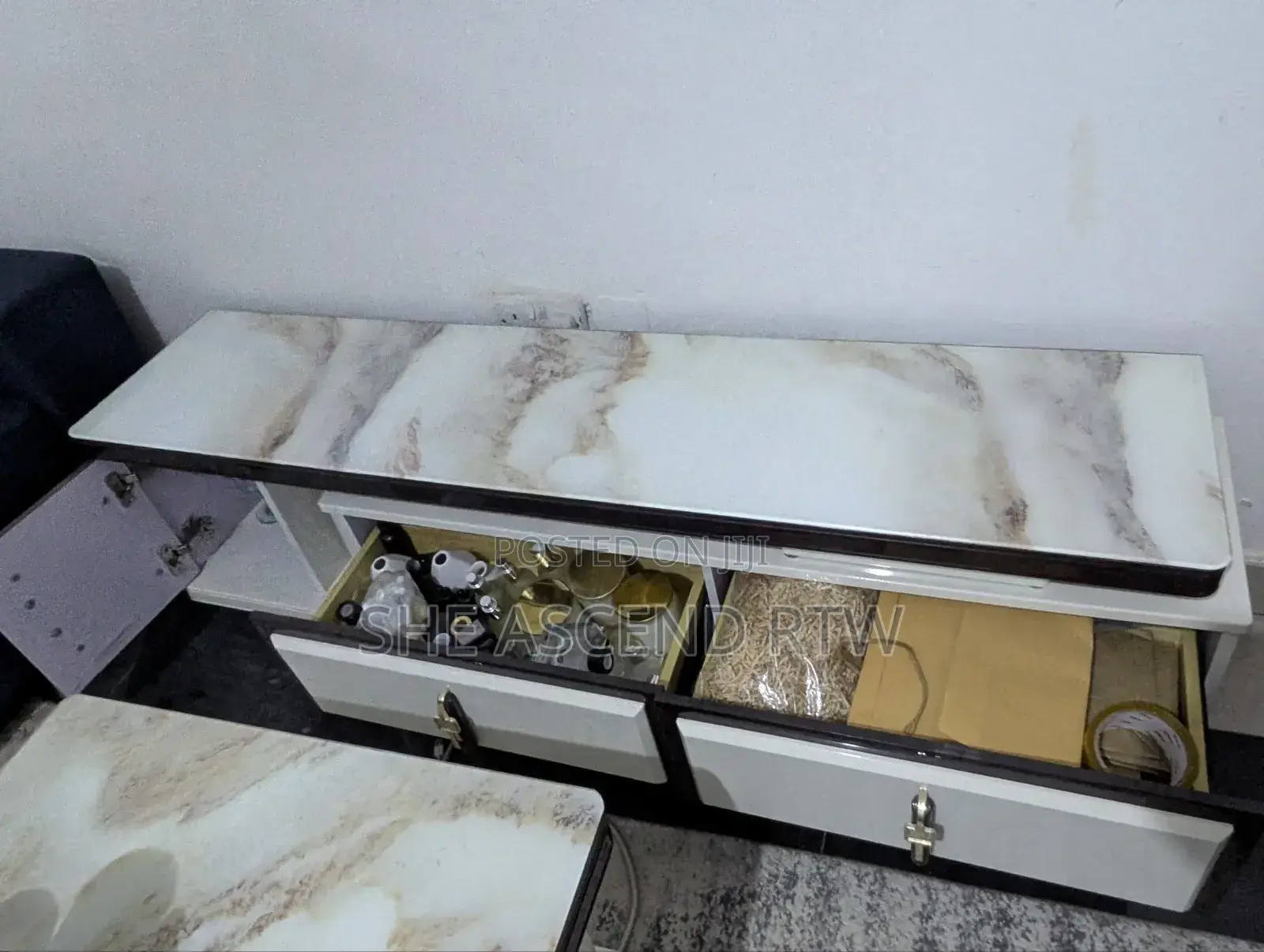 Premium Glass Top Adjustable TV Console