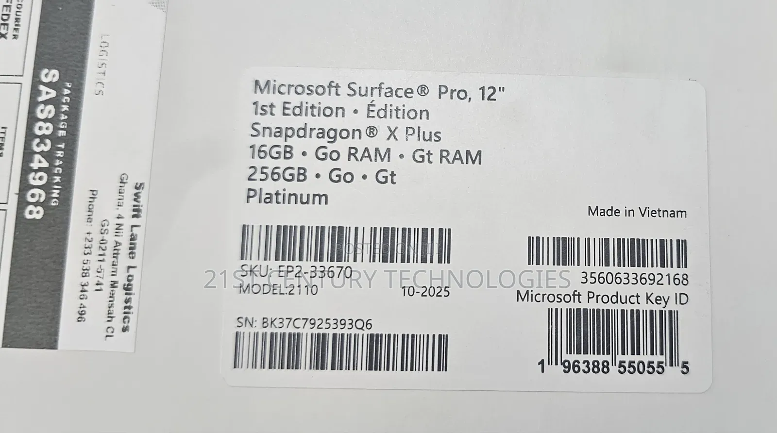 New Laptop Microsoft Surface Pro Copilot+ PC 12 16GB SSD 256GB