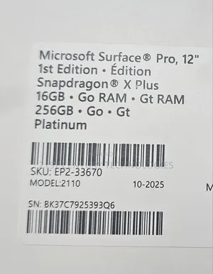 New Laptop Microsoft Surface Pro Copilot+ PC 12 16GB SSD 256GB