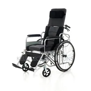 Foldable Reclining Adjustable Wheelchair With Commode