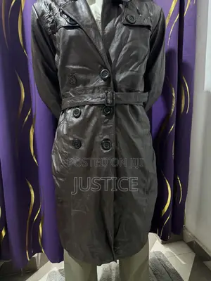 Double-Breasted Leather Trench Coat