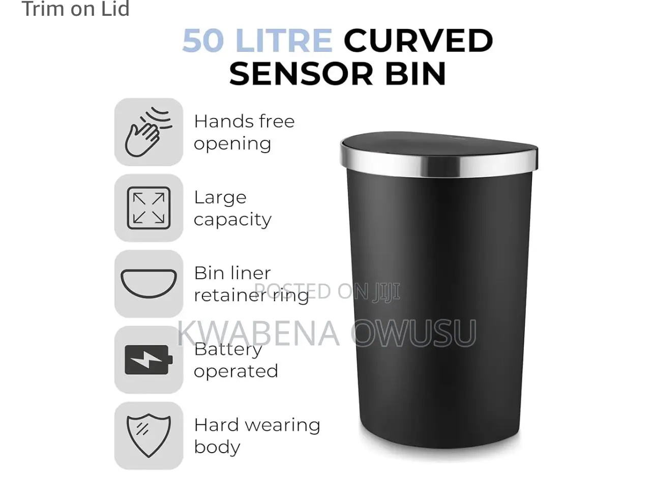 Tower 50 Litre Curved Sensor Bin