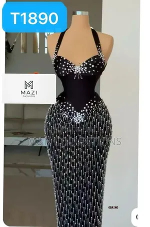 Black Long Dress With Pearl