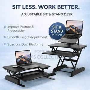 Desk Converter - Height Adjustable Workstation W/ Phone iPad Holder