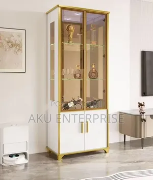 Wine Cabinet Gold and White