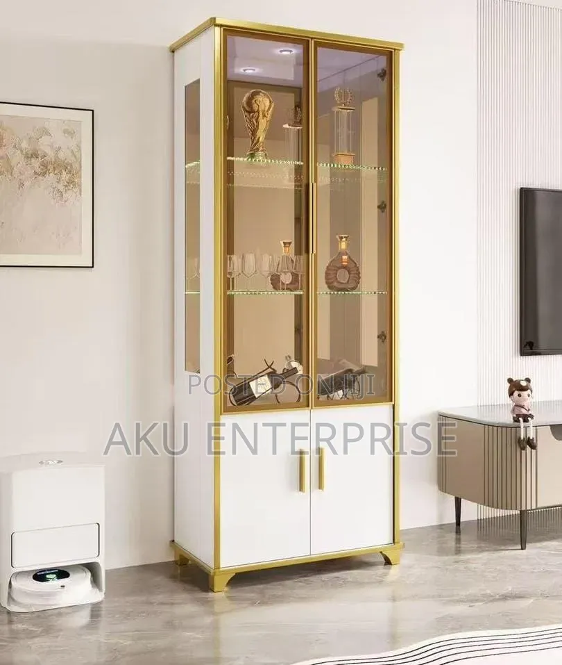 Wine Cabinet Gold and White