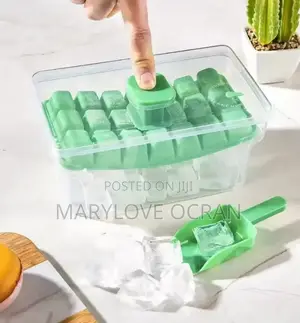 Square and Round Ice-Cubes Mold + Bowl + Scooping Spoon