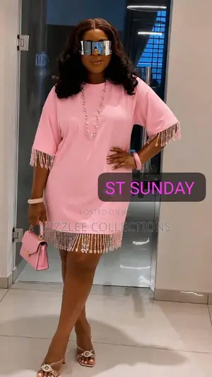 Ladies Pink and White Free Dress M-2xl