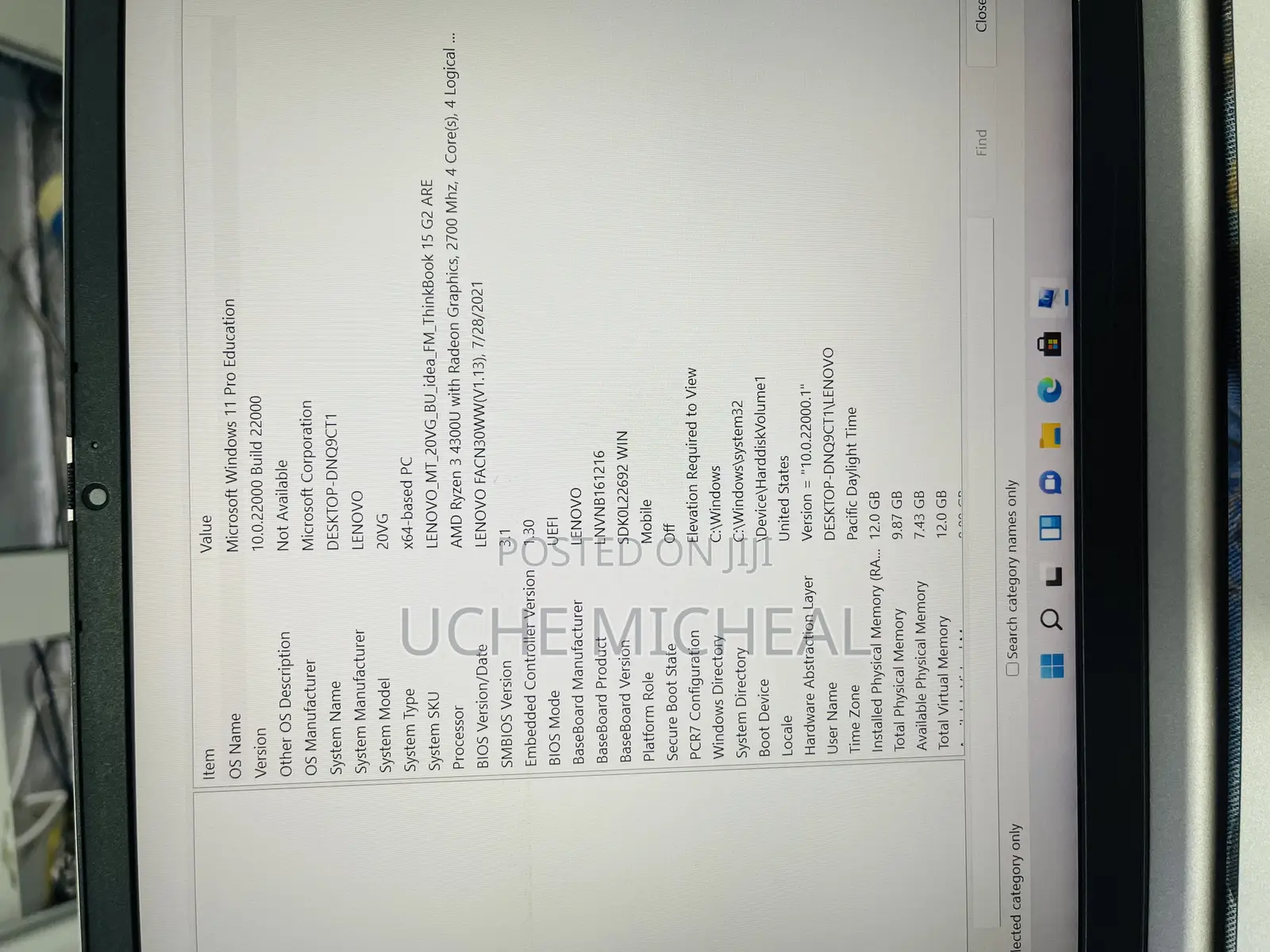 Laptop Lenovo ThinkBook 15 12GB AMD Ryzen 3 SSD 256GB