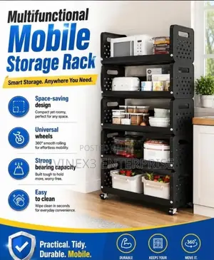 5-Tier Kitchen Storage Rack With Wheels.