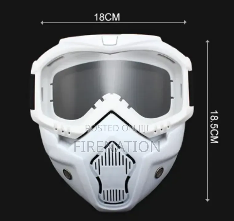 White Full Face Mask With Goggles