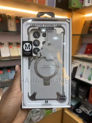 S26Ultra Gray Metal and Leather Case