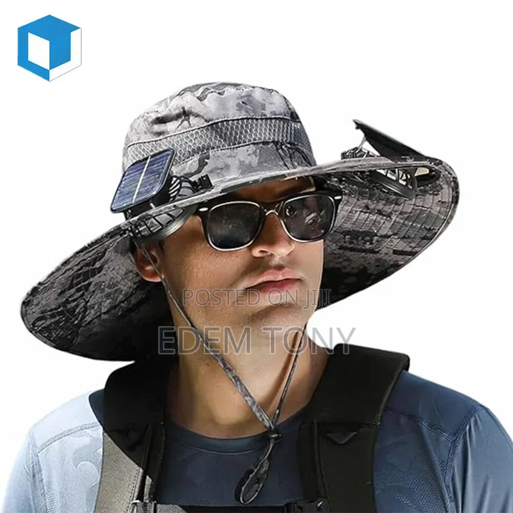 Outdoor Rechargeable/Solar Cooling Sun Hat With Two Fans