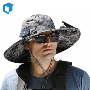 Outdoor Rechargeable/Solar Cooling Sun Hat With Two Fans