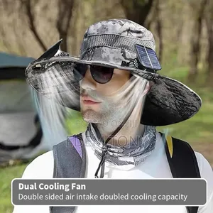 Outdoor Rechargeable/Solar Cooling Sun Hat With Two Fans