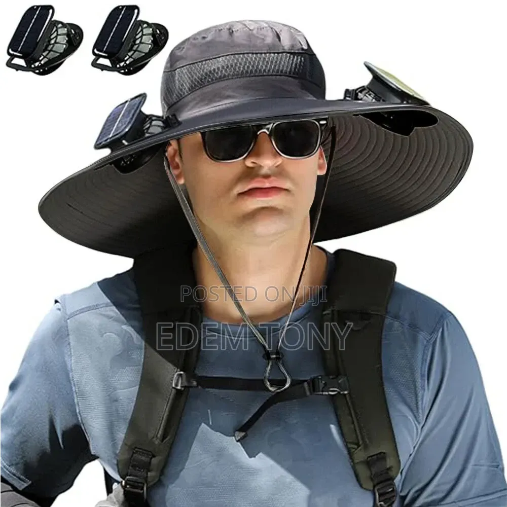 Outdoor Rechargeable/Solar Cooling Sun Hat With Two Fans
