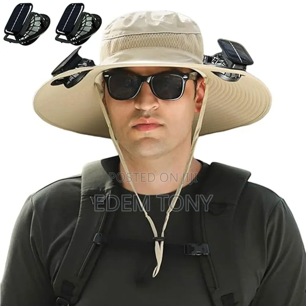 Outdoor Rechargeable/Solar Cooling Sun Hat With Two Fans
