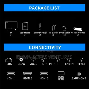 Smart TV 43'' - Frameless Android Smart FHD LED TV - HDMI - Black