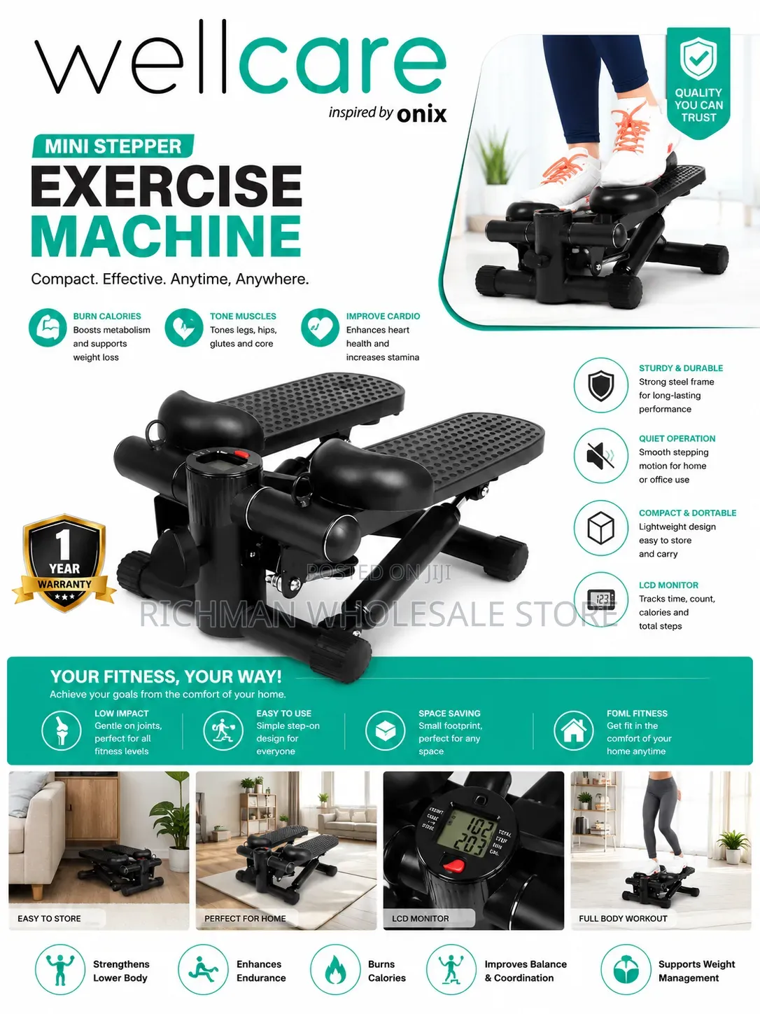 Mini Stepper Exercise Machine Compact Home Fitness Equipment With LCD