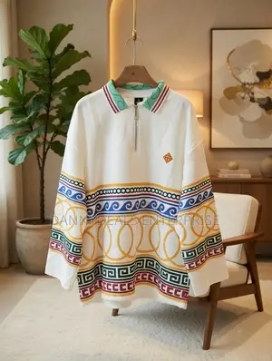 Premium Oversized Quarter-Zip Polo – White Black (Available)