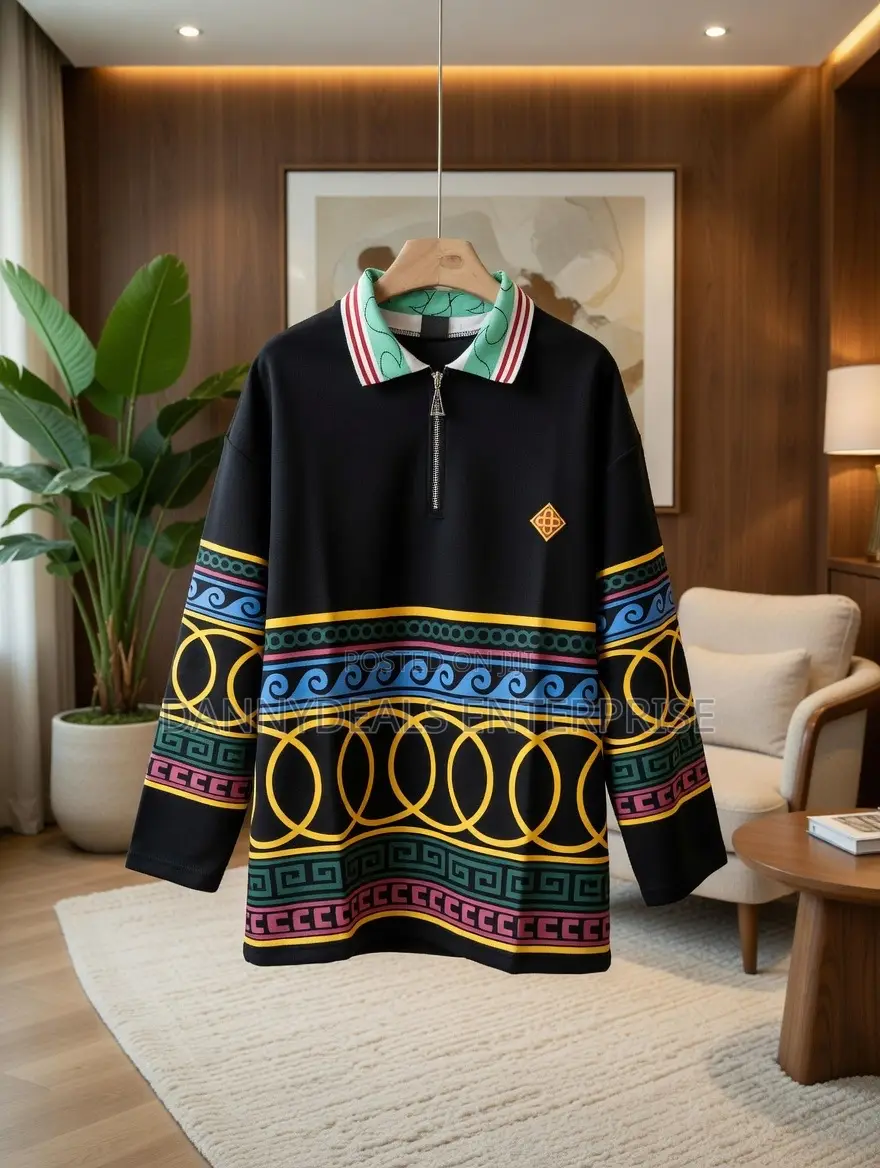 Premium Oversized Quarter-Zip Polo – White Black (Available)