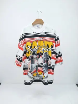 Saint Fight Club Graphic Tee – Oversized Striped