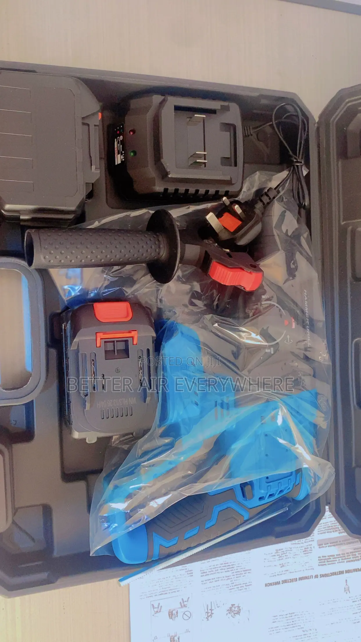 Cordless Hammer Drilling Machine With 2 Big Batteries (15 Cells)