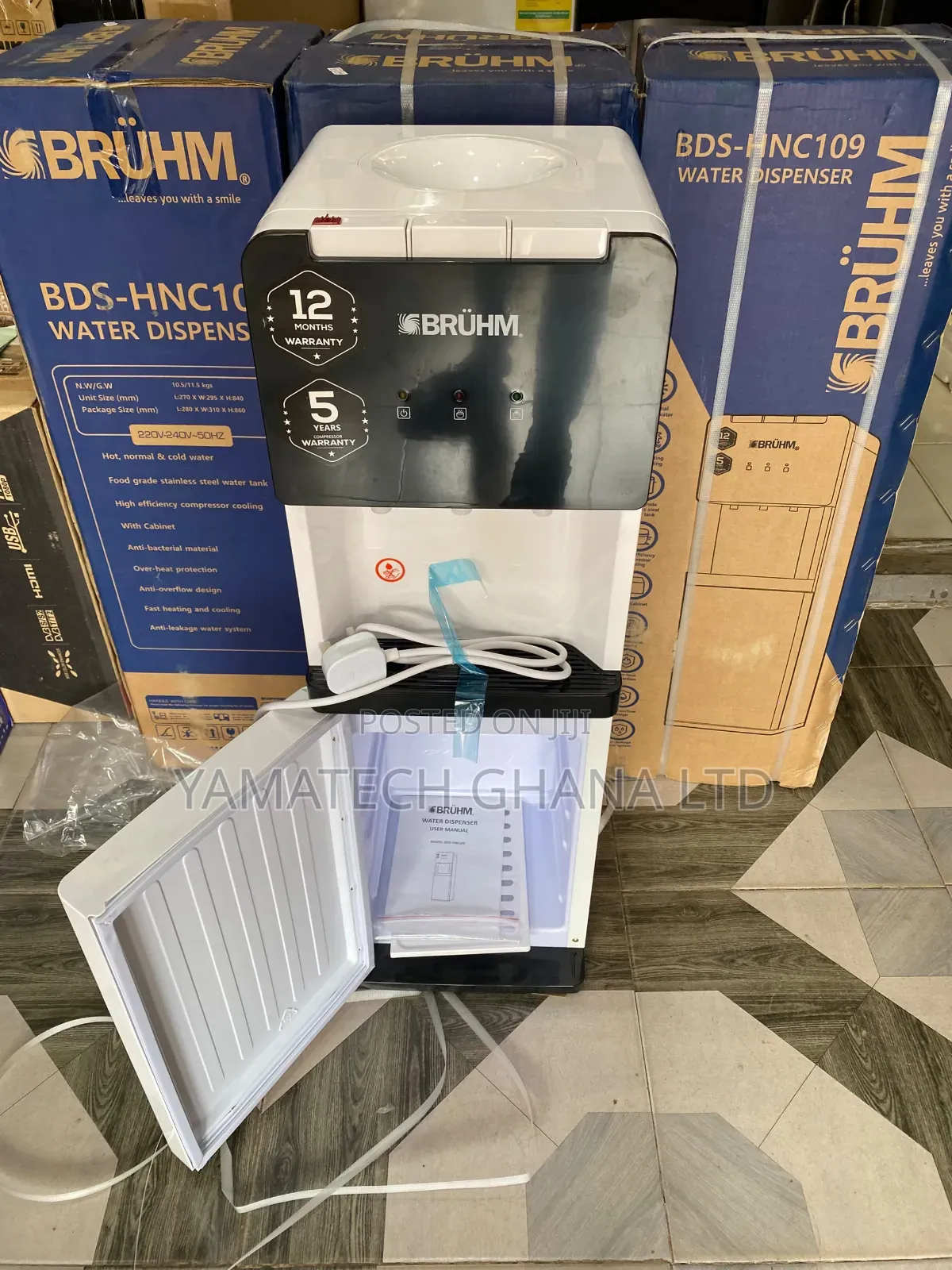 Bruhm 3 Tap Quality Water Dispenser With Storage Cabinet for Drinks