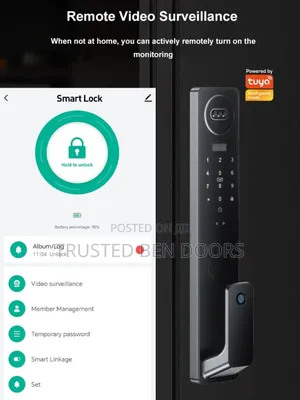 Tuya App Wireless Biometric Smart Lock (Remote Video Surveillance)