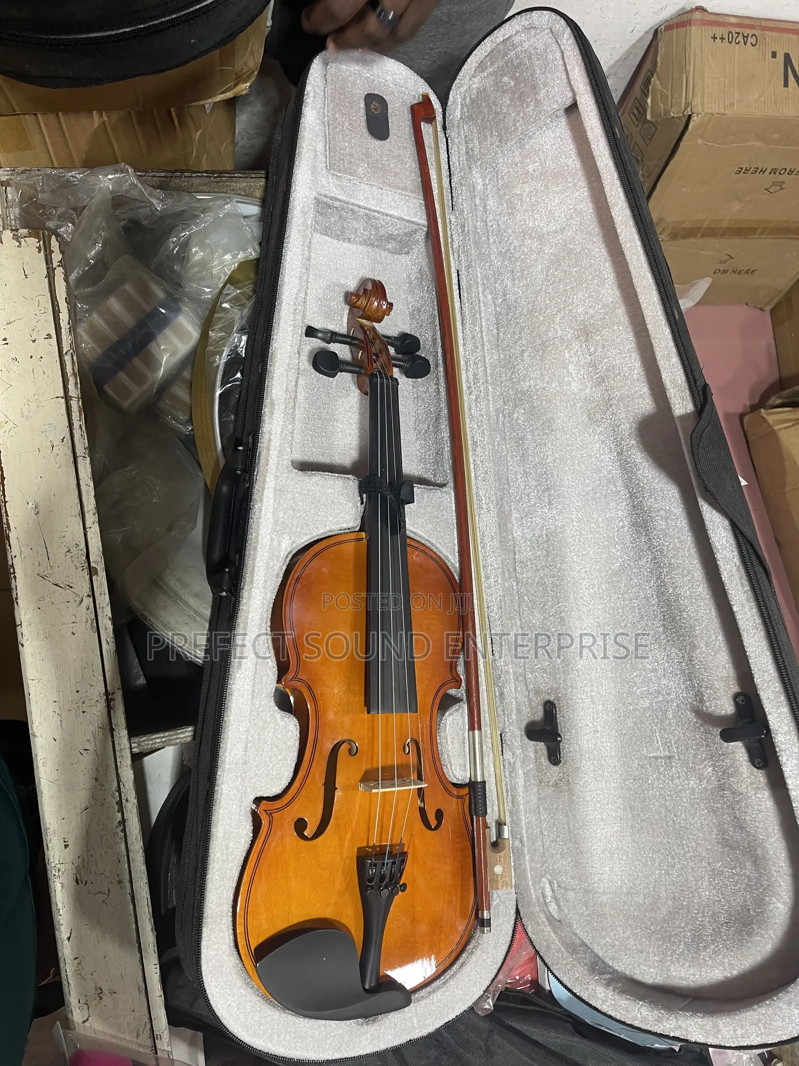 Full-Size 4/4 Wooden Violin Outfit With Bow and Carry Case