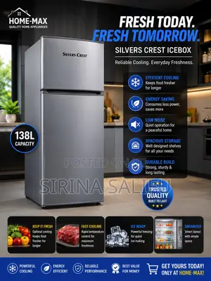 Silvers Crest 138L Double Door Icebox