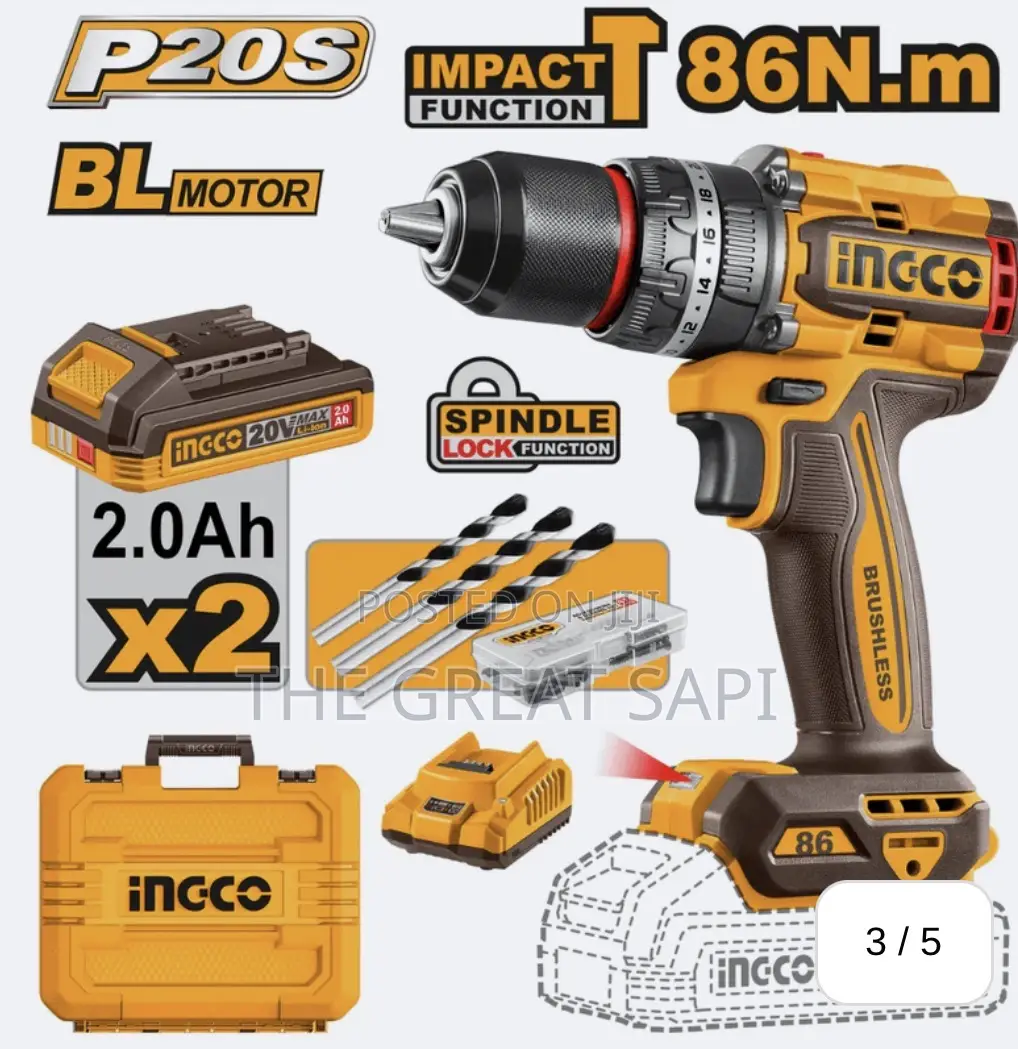 Ingco 20V Brushless Impact Drill 86Nm 30000 BPM