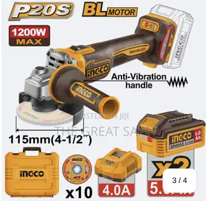 Ingco 2"Cordless Angle Grinder 1200w With Battery and Charger Included