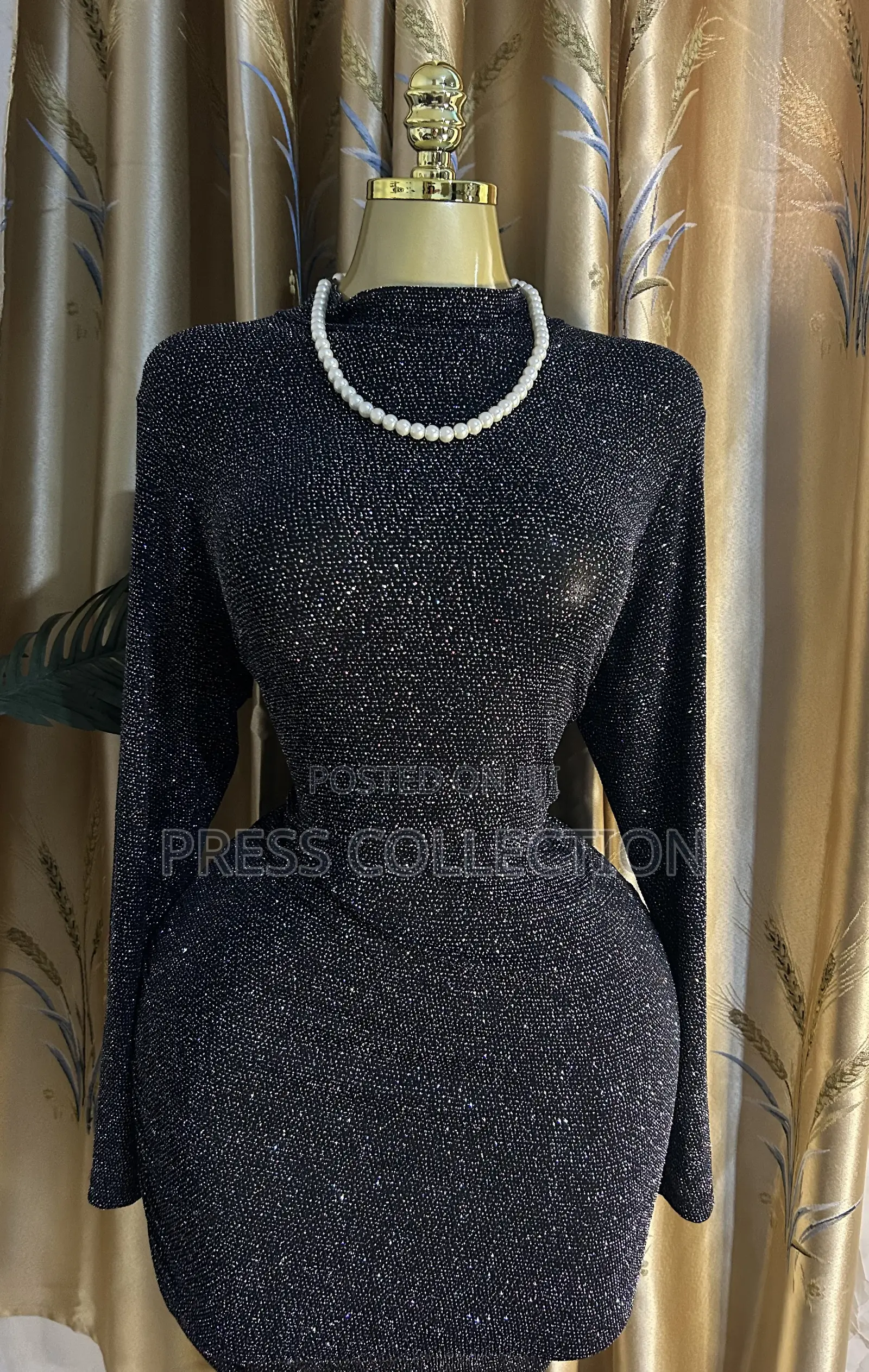 Luxury Black Glitter Bodycon Mini Dress | Elegant Black Party Dress