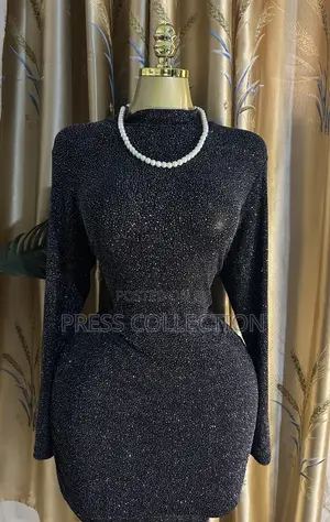 Luxury Black Glitter Bodycon Mini Dress | Elegant Black Party Dress
