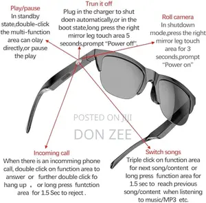 Smart Wireless Bluetooth Sunglasses Built-in Microphone Speakers Touch