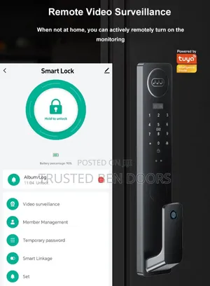 Tuya Wifi Wireless App Biometric Smart Door Lock for Wooden Doors