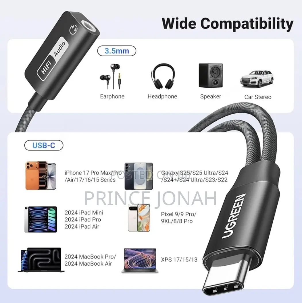 UGREEN USB C to 3.5mm Jack and Charger Adapter Magnetic PD 60W Hi-Res