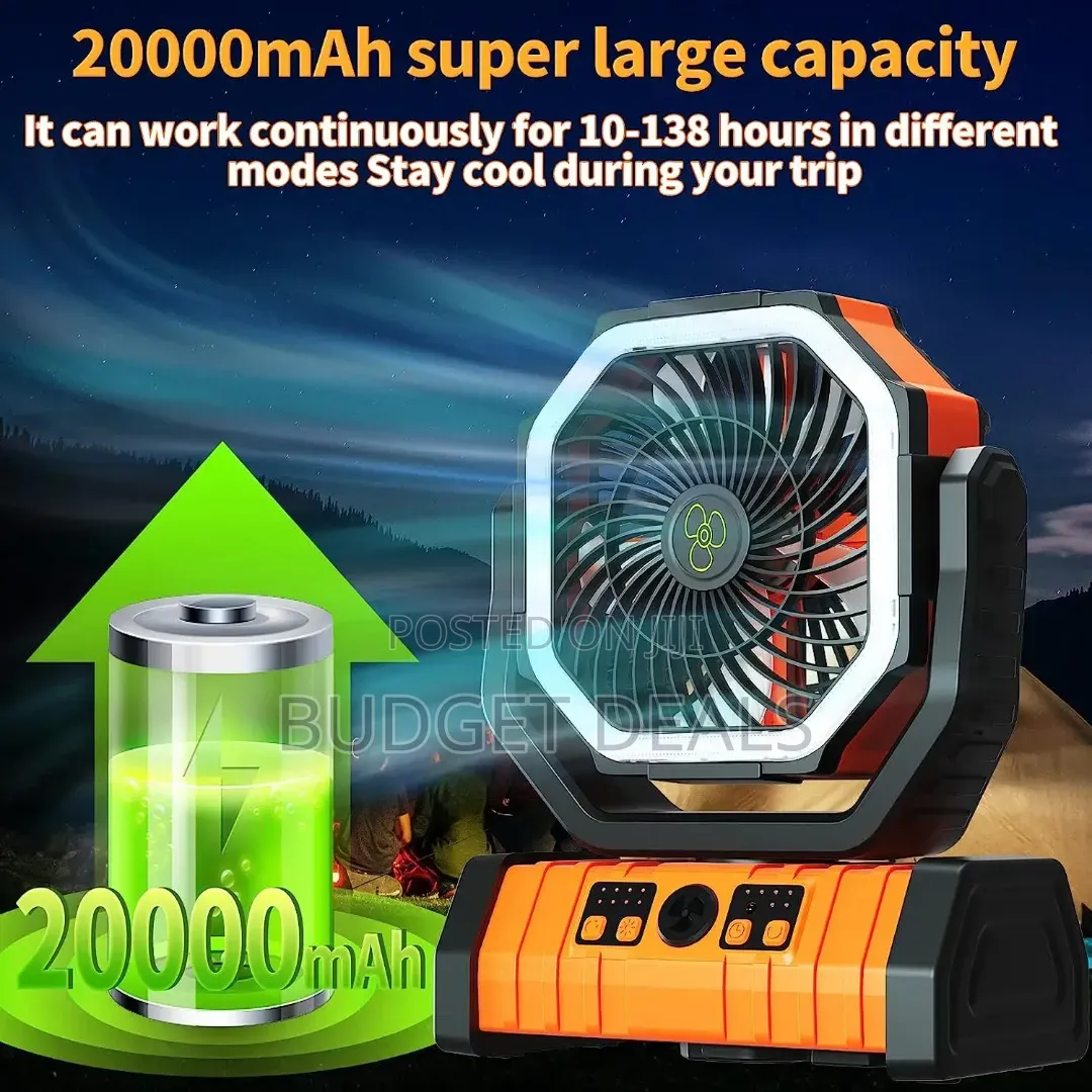 Multifunctional Rechargeable Fan With Power Bank and Light