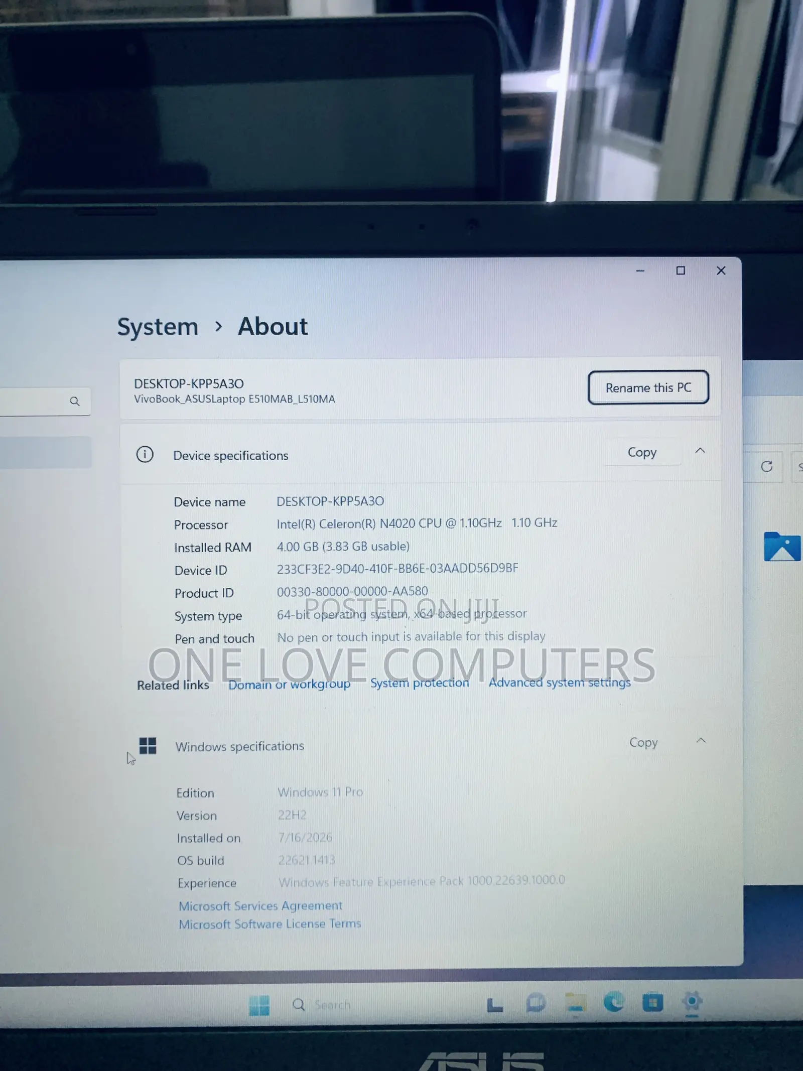 Laptop Asus Vivobook 15 4GB Intel Celeron SSD 128GB