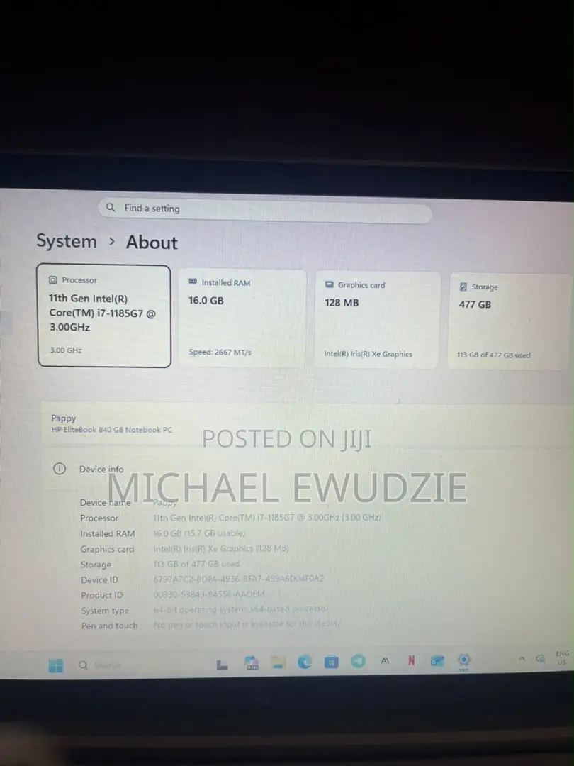 Laptop HP EliteBook 840 G8 16GB Intel Core i7 SSD 512GB