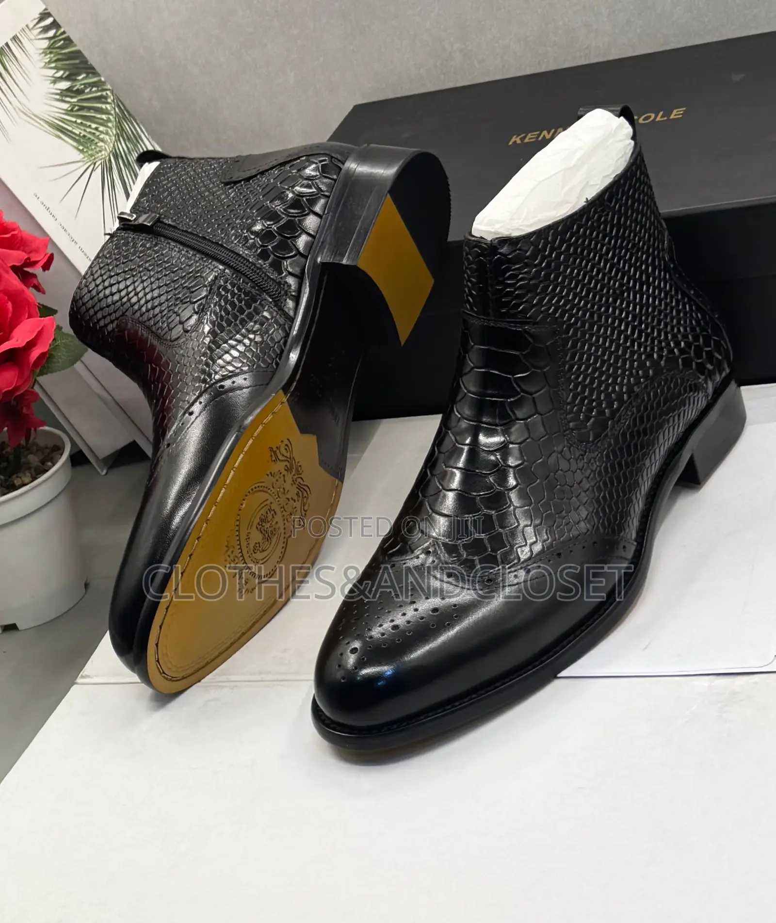 Kenneth Cole Black Zip Boots