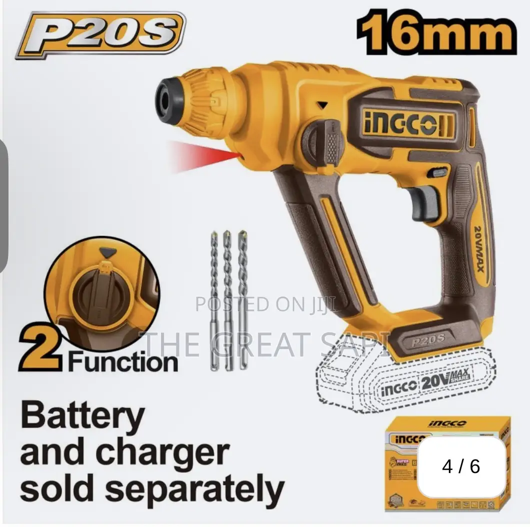 Ingco Lithium-Ion Rotary Hammer 16mm With SDS Plus Chuck