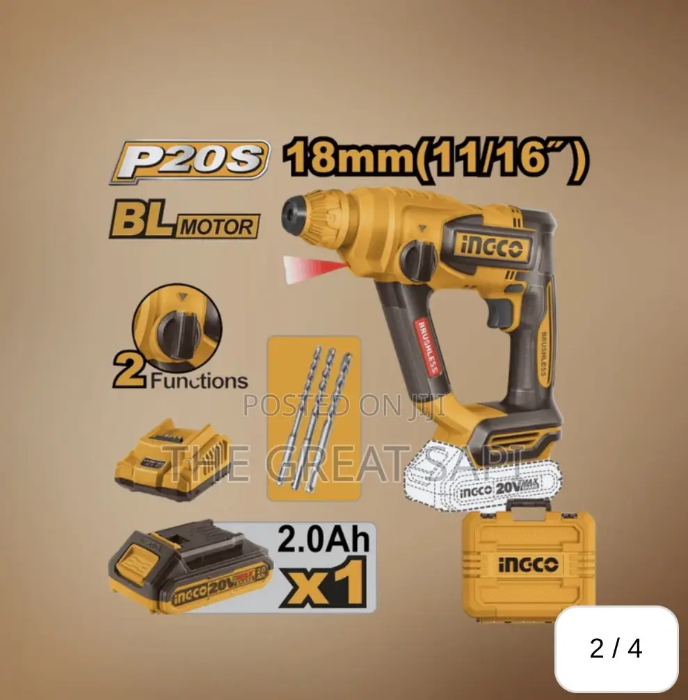 Ingco 20V Cordless Rotary Hammer Drill With Battery and Charger