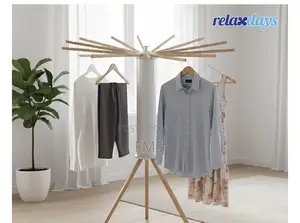 Elaxdays "Octopus" Clothes Drying Rack With Wooden Arms – White