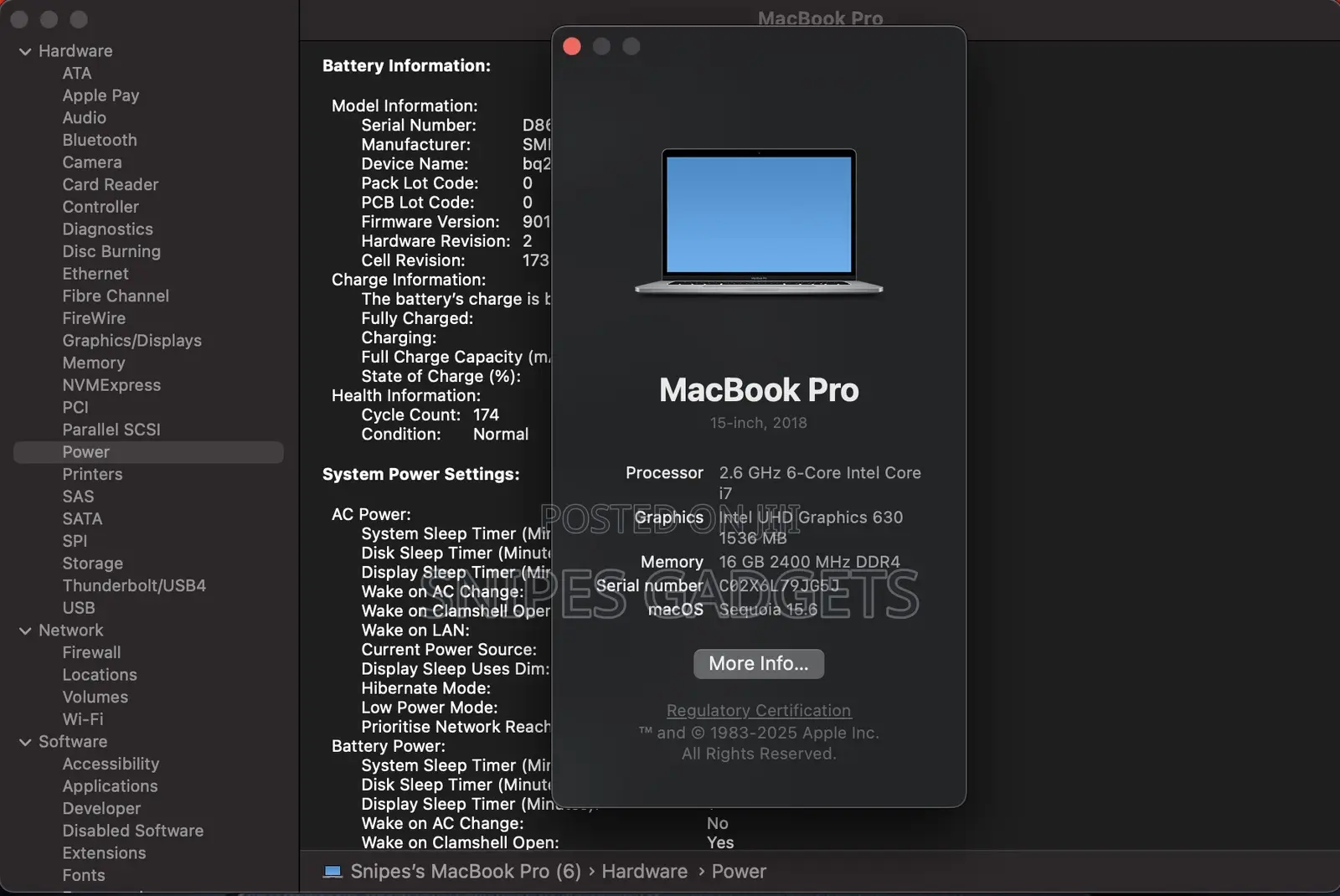 Laptop Apple MacBook 2018 16GB Intel Core i7 SSD 512GB
