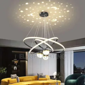 Circle Hanging 20+40+60cm Pendant 3 Ring Black Luxury Chandelier