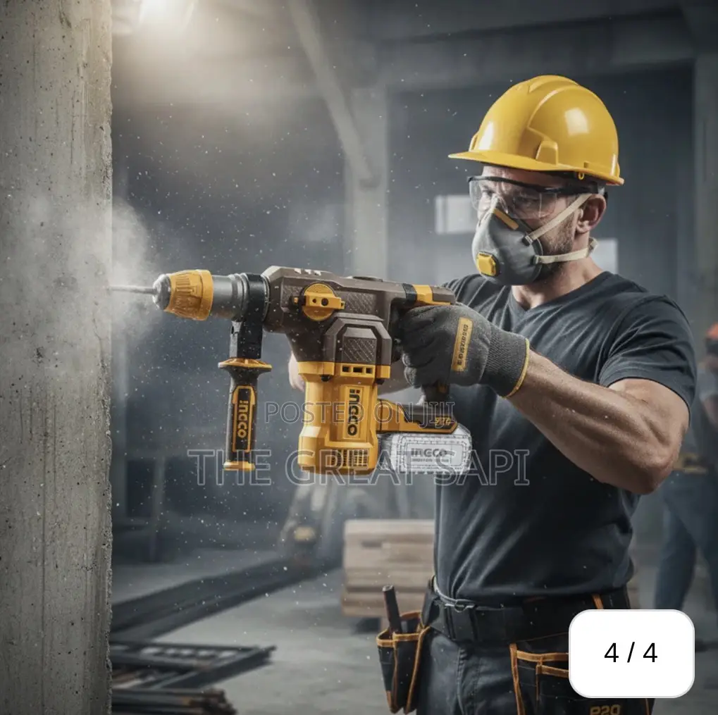 Ingco 20V Lithium-Ion Cordless Rotary Hammer With 5.0Ah X2 Batteries