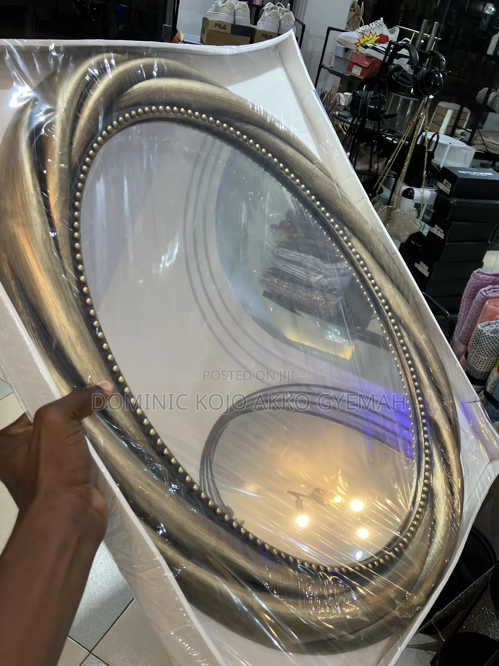 Antique Bronze Oval Wall Mirror – Ornate Twisted Frame