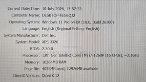 Laptop Dell XPS 13 9320 16GB Intel Core i7 SSD 512GB